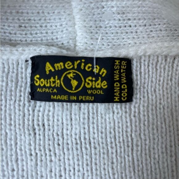 Cozy vintage White Knit American South Side Alpaca wool Cardigan with pockets - Picture 8 of 14